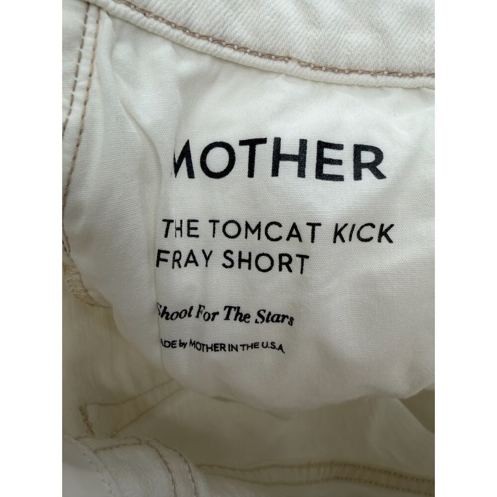 Mother Cream Tomcat Kick Fray Embroidered Star Denim Shorts High Rise Size 27 - Picture 7 of 15